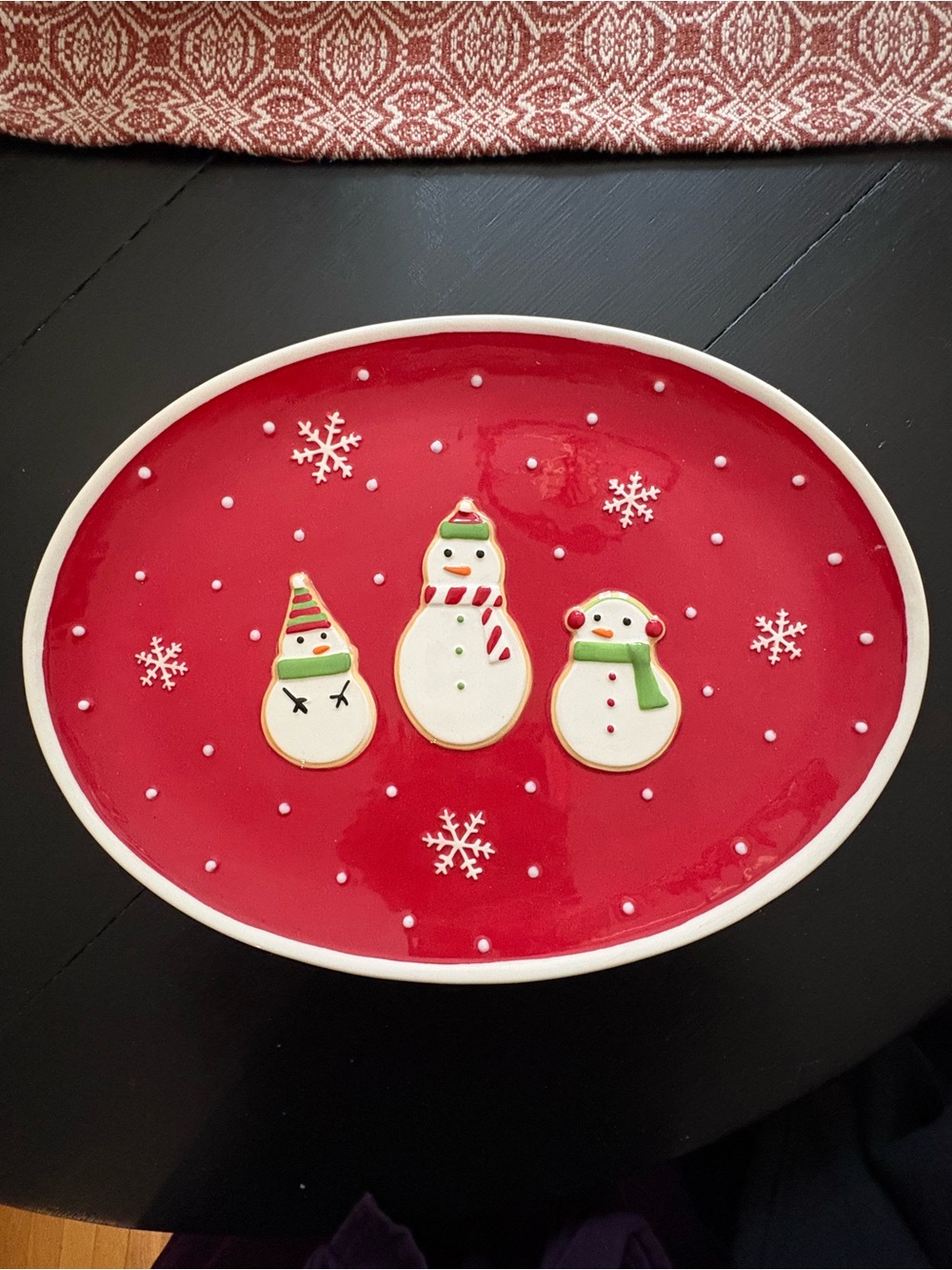 Hallmark Red Snowman Ceramic Serving Platter